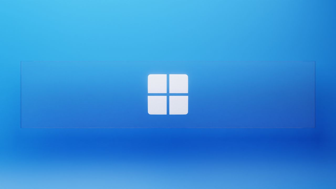 Abstract blue background featuring a central logo design.